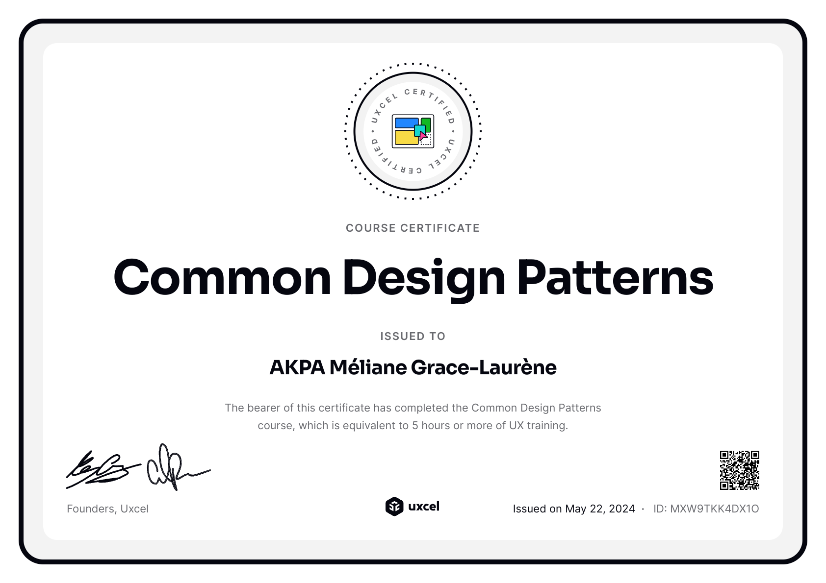 AKPA Méliane Grace-Laurène's certificate